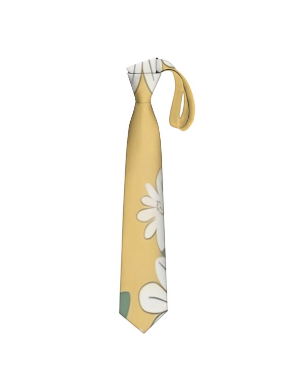 Autumn Floral Daisy Tie - Elegant Satin Men's Necktie for Weddings & Business