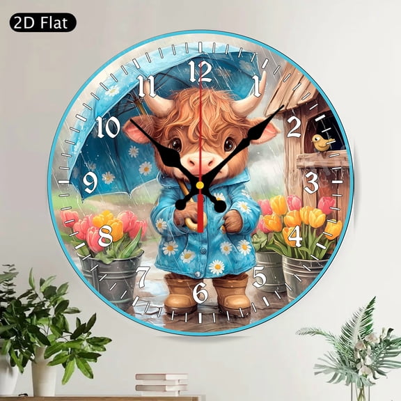 Autumn Floral Hello Round Wall Clock Farmhouse Rustic Silent Home Decor