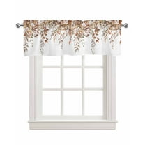 Autumn Floral Kitchen Valances for Windows Farmhouse Linen Window Valance Curtain for Living Room Window Treatment Farmhouse Vintage Botanical Leaves Valance Rod Pocket Topper Drape, 42 x 12 Inch