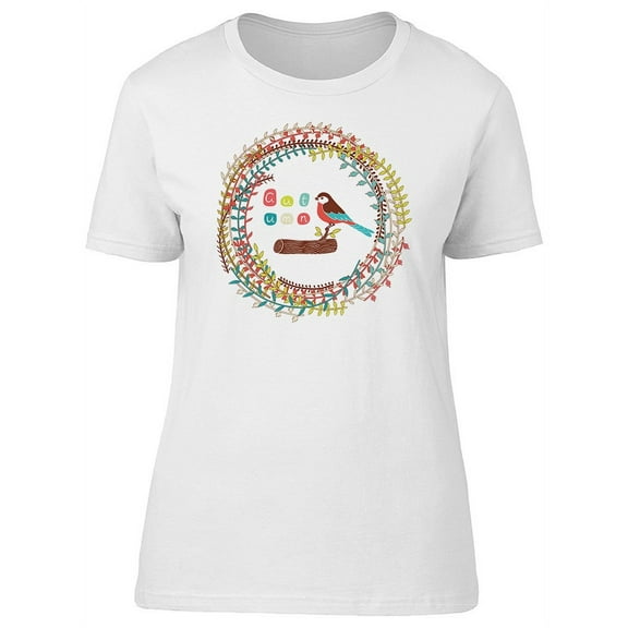 Autumn Floral Nest Cute Bird Tee Women's -Image by Shutterstock