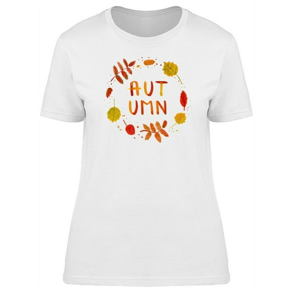 Autumn Floral Watercolor Wreath T-Shirt Women -Image by Shutterstock, Female Small
