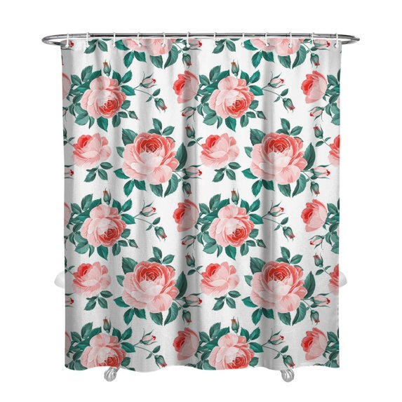 Autumn Floral and Butterfly Bathroom Curtain 72x84, Rustic Botanical Garden Style, Quick-Dry Polyester with Hooks