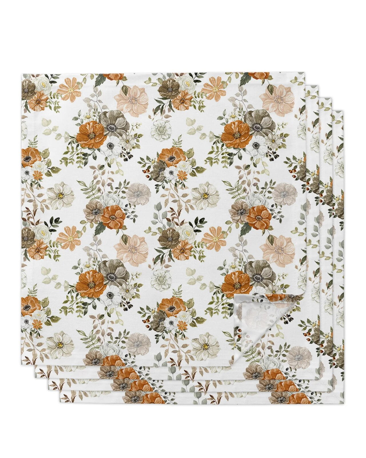 Autumn Flower Eucalyptus Leaf Texture Table Napkins Cloth Restaurant