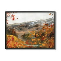 Autumn Foliage Mountain Scene Landscape Painting Black Framed Art Print Wall Art