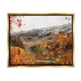thumbnail image 1 of Autumn Foliage Mountain Scene Landscape Painting Metallic Gold Framed Art Print Wall Art, 1 of 6