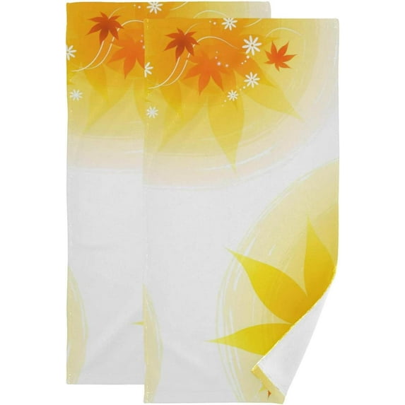 Autumn Foliage Pattern Hand Towels, Golden Maple Leaves Kitchen Towel Ultra Soft and Absorbent,Decorative Fingertip Face Towel for Bathroom Hotel, 2 PCS, 28.3"x 14.4"