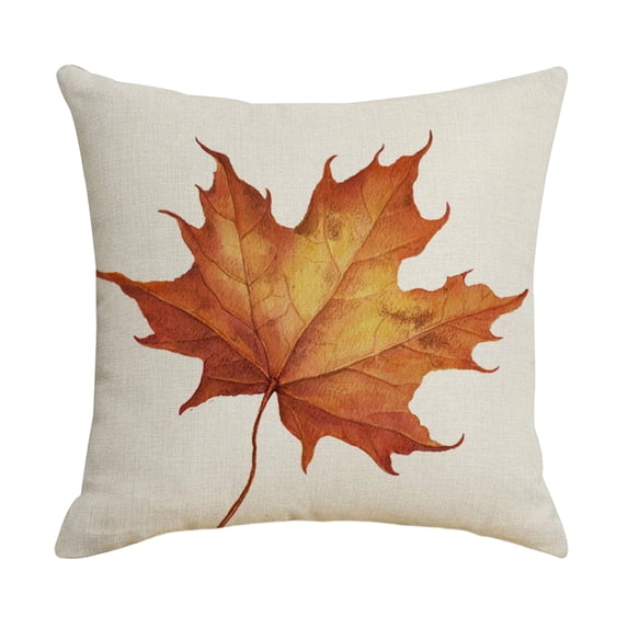 Autumn Foliage Pillow | Maple Leaf Pumpkin Decor | Linen Square Pillow Cover | Farmhouse Fall Decor for Couch | Thanksgiving Pillow Cover