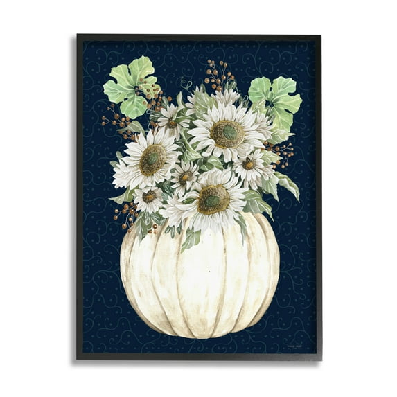 Autumn Foliage Pumpkin Bouquet Botanical & Floral Graphic Art Black Framed Art Print Wall Art