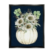 Autumn Foliage Pumpkin Bouquet Botanical & Floral Graphic Art Jet Black Framed Art Print Wall Art
