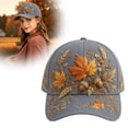 thumbnail image 1 of Autumn Foliage Vintage Washed Thanksgiving Baseball Cap, Comfort Adjustable Breathable Hat With Delicate Maple Leaf Acorn Botanical Embroidery, Outdoor Casual Sun Hat Cute Gifts for Women for Her, 1 of 6