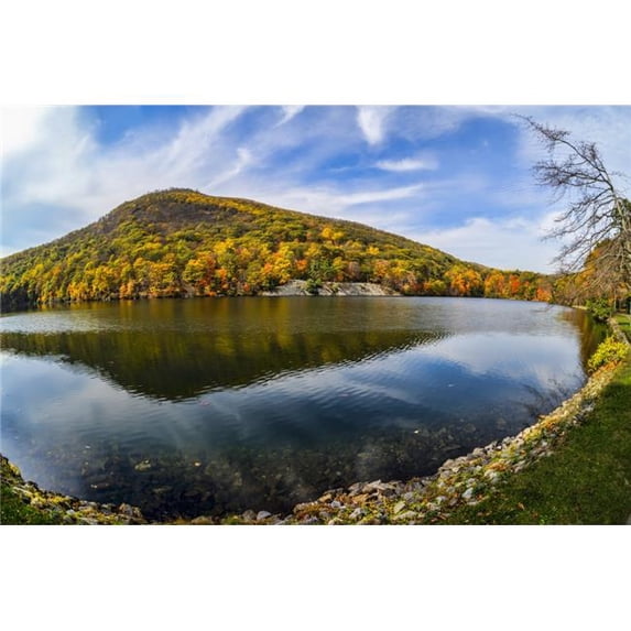 Autumn Foliage at Hessian Lake Bear Mountain State Park - Bear Mountain New York United States of America Poster Print - 19 x 12 in.