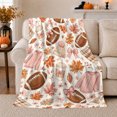 thumbnail image 1 of Autumn Football Maple Leaf Pattern Fall Thanksgiving, Cozy Friendship Quote Scene, Warm Flannel Blanket for Living Room and Reading Nook, Art Lovers Thanksgiving Gift, Festive Home Decor, 1 of 8