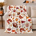 thumbnail image 1 of Autumn Football Popcorn, Playful Artistic Scene, Warm Flannel Blanket for Home Library and Reading Nook with Detailed Artwork, Art Lovers Thanksgiving Gift, Artistic Home Decor, 1 of 9