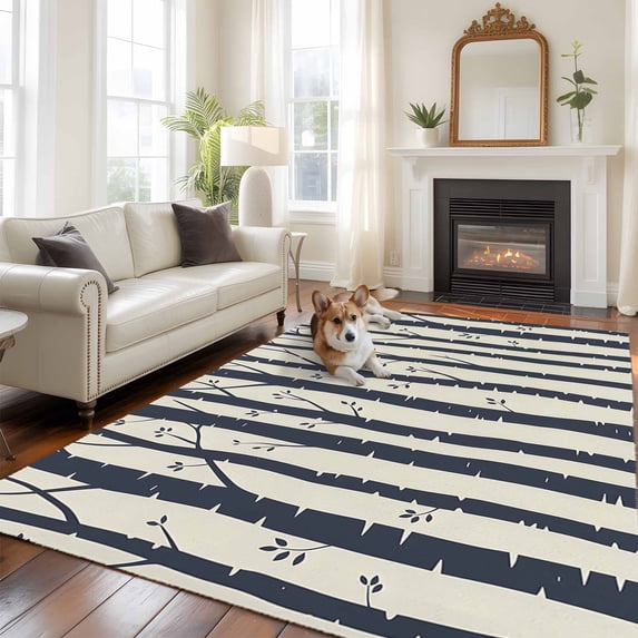 Autumn Forest 5x8 Rug for Bedroom Under Queen Bed Placement, Fall Trees ...