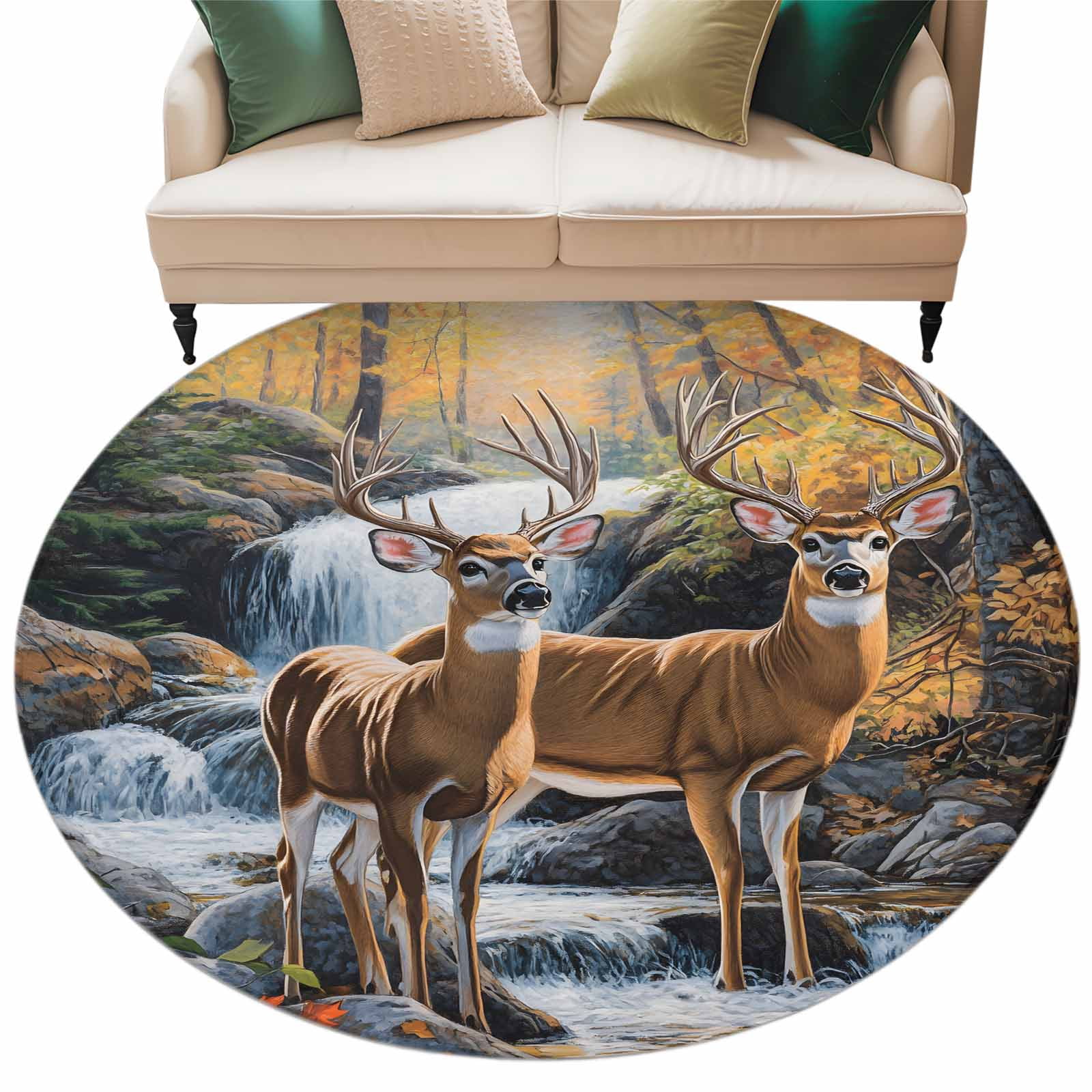 Autumn Forest Deer Large Area Rugs for Bedroom Living Room, Soft Non ...