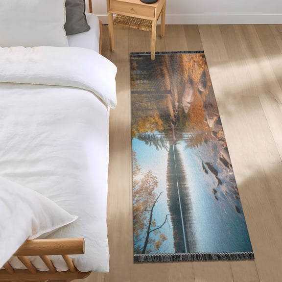 Autumn Forest Lake Shore Runner Area Rug 2x6 Soft Non-Slip Washable Bedside Carpet for Hallway Bedroom Living Room Home Decor