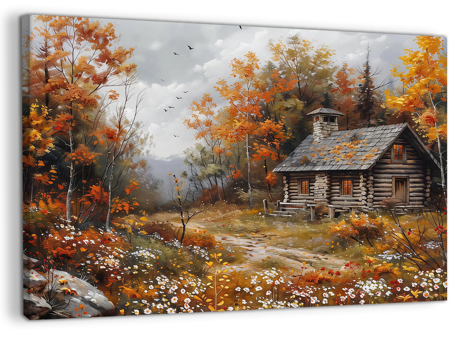 Autumn Forest Landscape Canvas Wall Art, Fall Nature Scenery Picture ...