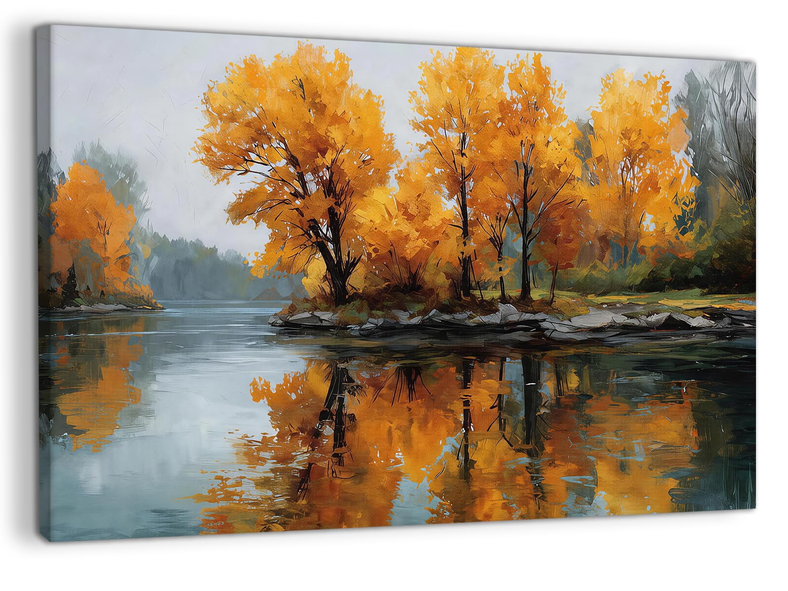 Autumn Forest Landscape Canvas Wall Art, Fall Nature Scenery Picture ...