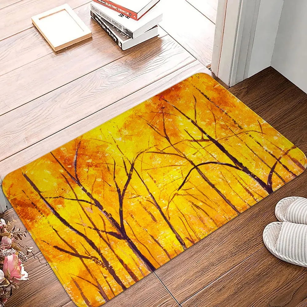 Autumn Forest Maple Leaf Print Pattern Floor Mat Home Living Room Bedroom Bathroom Entrance ...