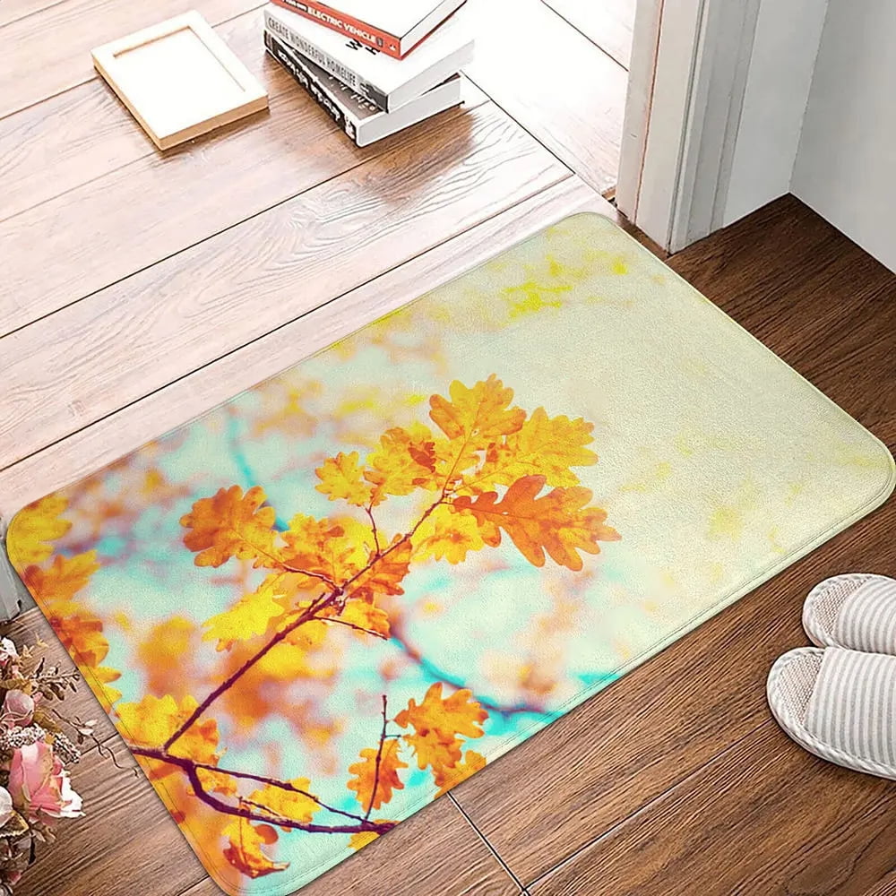 Autumn Forest Maple Leaf Print Pattern Floor Mat Home Living Room Bedroom Bathroom Entrance ...