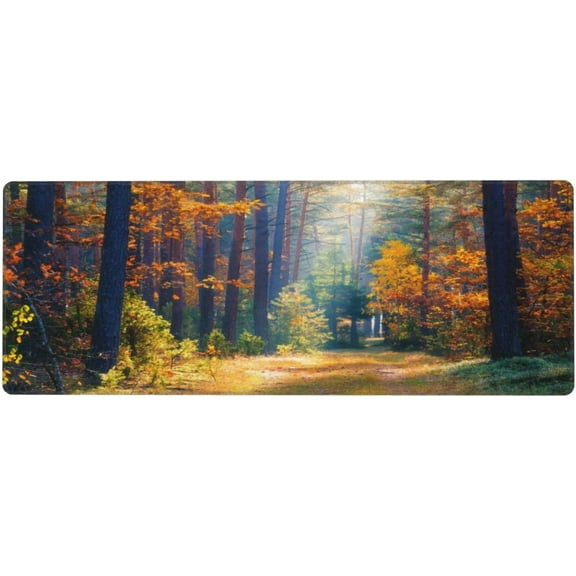 Autumn Forest Nature Landscape Sunlight Colorful Forest Sun Rays Through Branches Trees Forest Landscape Large Mouse Pads Rectangle Big Gaming Mousepad with Non-Slip Rubber Base for Office Home