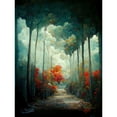thumbnail image 1 of Autumn Forest Path Landscape Scene Painting Unframed Wall Art Print Poster Home Decor, 1 of 3