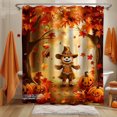 Autumn Forest Scarecrow Shower Curtain Colorful Leaves & Pumpkins Fall