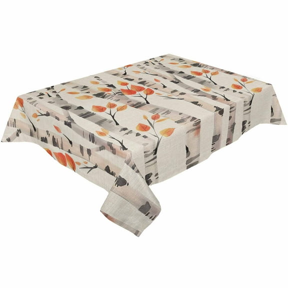 Autumn Forest Tree Rectangle Tablecloths 60x120,Orange Thanksgiving Fall Maple Leaves Table Cloth Table Cover Indoor/Outdoor Tabletop Decor for Wedding Holiday Party Dinner Baby Shower