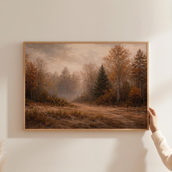 Autumn Forest Wall Art Print Moody Fall Living Room Decor