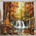 Autumn Forest Waterfall Shower Curtain Nature Landscape Bathroom Decor