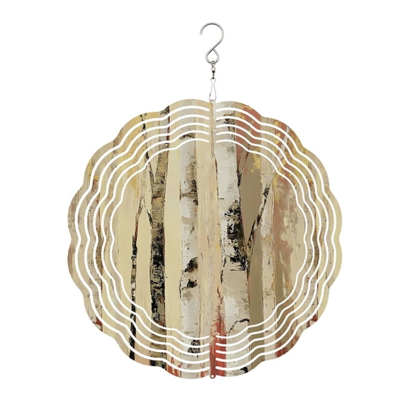 Autumn Forest Wind Spinner for Garden Yard 12In, Fall Watercolor Trees 3D Stainless Steel Kinetic Hanging Wind Spinners Rustproof Outdoor Decor for Lawn Patio Home