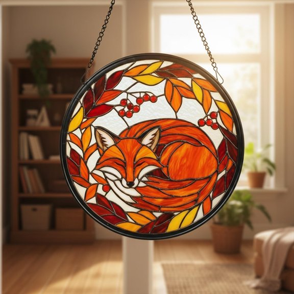 Autumn Fox 2D Flat Acrylic Suncatcher - Window Hanging | Woodland Animal Art | Cozy Fall Decor | Gift for Fox Lovers | Home Window Decor