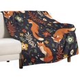 Autumn Fox Blanket Colorful Botanical Floral Leaf Cartoon Cute Animal