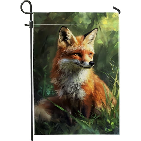 Autumn Fox Garden Flag, Double Sided Woodland Animal Yard Banner, Seasonal Outdoor Lawn Decoration, 12 x 18 Inch, Orange