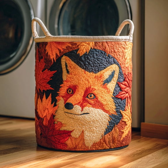 Autumn Fox Quilted Laundry Basket