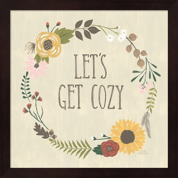 Autumn Garden Lets Get Cozy by Laura Marshall, Framed Wall Art, 13.25W x 13.25H