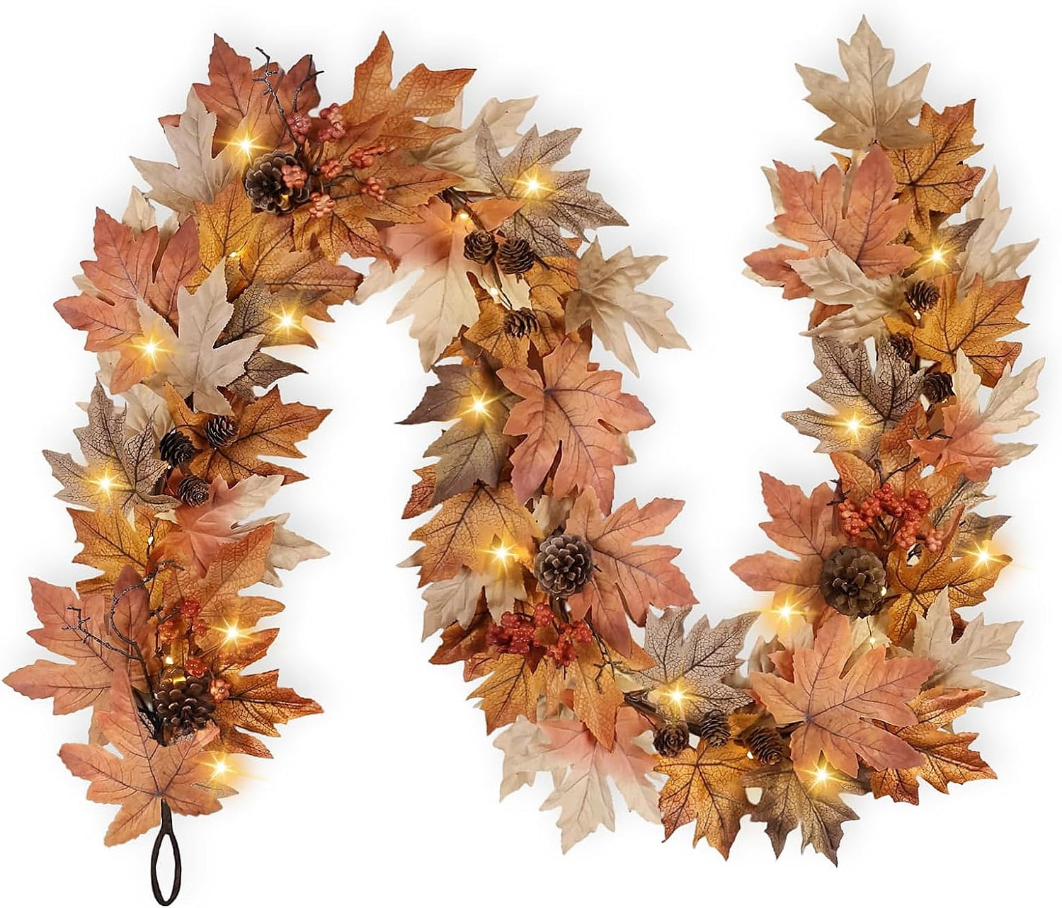 Autumn Garland with Lights 6 Ft, Automatic Timer, Realistic Fall ...