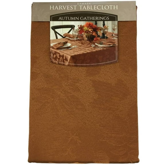 Autumn Gatherings Bronze Rust Damask Fabric Tablecloth Table Cloth 60x120 Ob