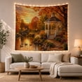 thumbnail image 1 of Autumn Gazebo with Ducks by a Calm Pond, Serene Boho for Nature Lovers, Scenic Wall Art Decor, Housewarming Gift, Tapestry Wall Hanging for Bedroom and Living Room, 1 of 7