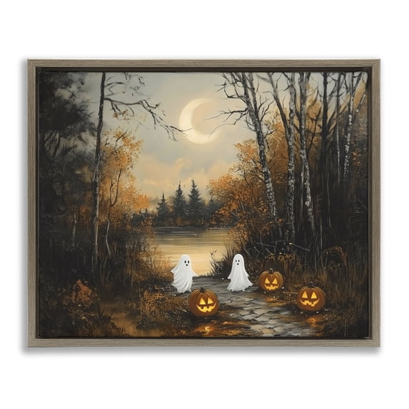 Autumn Ghosts at Lake Brown Framed Floater Canvas Wall Art, design by Arlington Prints