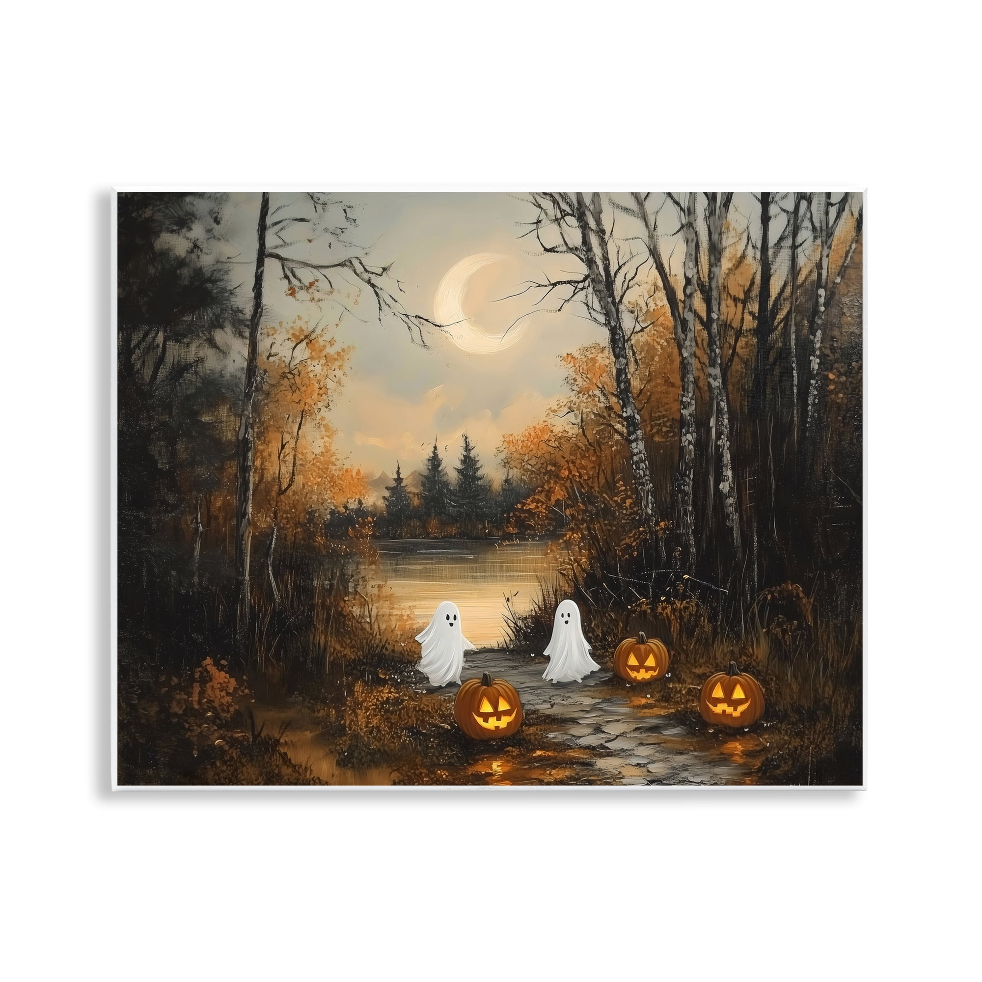 Autumn Ghosts at Lake Wall Plaque Art, design by Arlington Prints