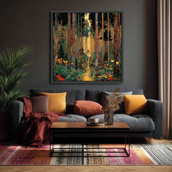 Autumn Glow Forest Path Canvas Wall Art Warm Woodland Garden Scene 24x36 UNFRAMED