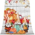 thumbnail image 1 of Autumn Gnome Harvest Flannel Throw Blanket 50x60 Inch, Farmhouse Red Truck Pumpkin Gnome Rustic Fall Leaf Cozy and Soft Plush Warm Blankets for Bed Couch Living Room Sofa Chair, 1 of 1