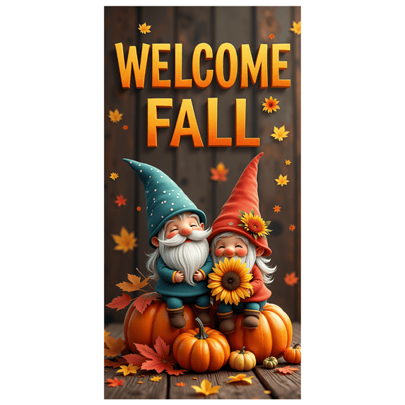 Autumn Gnomes Welcome Fall Banner Pumpkin Leaf Decorations for Home Party Seasonal Celebration Harvest Festival