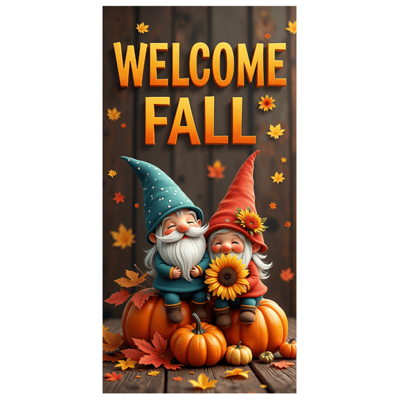 Autumn Gnomes Welcome Fall Banner Pumpkin Leaf Decorations for Home Party Seasonal Celebration Harvest Festival