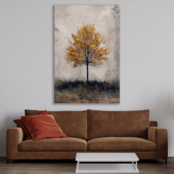 Autumn Golden Leaf Tree Poster Abstract Farmhouse Wall Art, 8x12 UNFRAMED