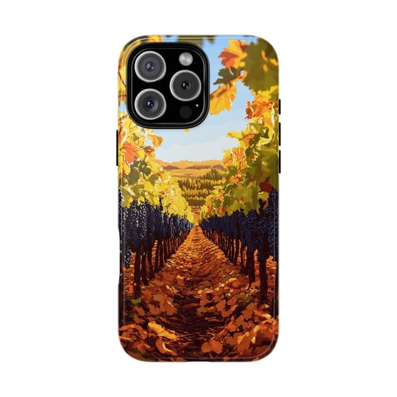 Autumn Grapevine Field Vineyard Wine Grape Artistic Protective Phone Case for iPhone 11 12 13 14 15 16 17 Pro Max