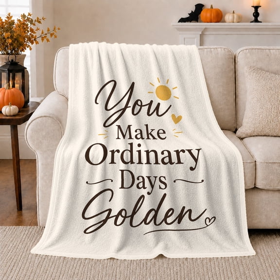 Autumn Gratitude Quote, Cozy Friendship Quote Scene, Warm Flannel Blanket for Living Room and Reading Nook with Detailed Artwork, Art Lovers Thanksgiving Gift, Artistic Home Decor