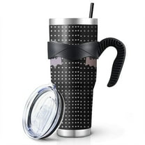 Autumn Halloween 40oz Tumbler with Handle - Trick Treat Candy Theme, Insulated Stainless Steel Mug