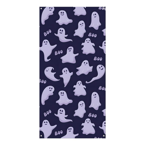 Autumn Halloween Door Curtain - Pumpkin and Ghost Pattern 35.4x70.8 Inch Scary Door Screen Decorations